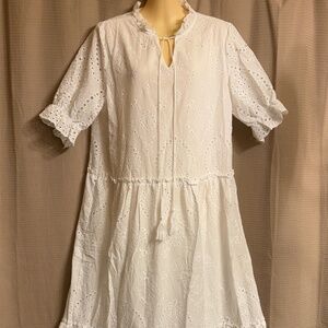 White Lace Eyelet Dress Long Maxi Women's XL - Picture 2 of 12 White Lace Eyele